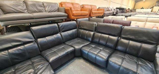 Image 14 of Ex-display Packham black leather recliner corner sofa