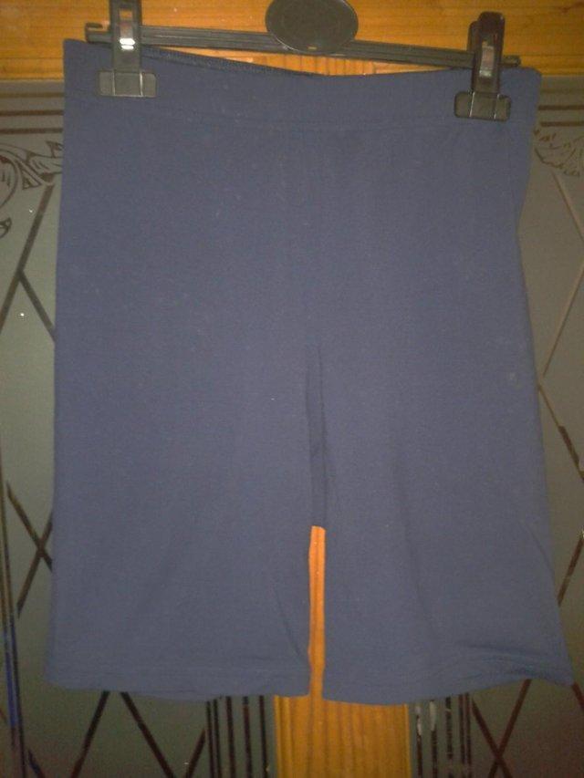 Preview of the first image of Marks and Spencer sports gym yoga shorts   Blue Size 14.