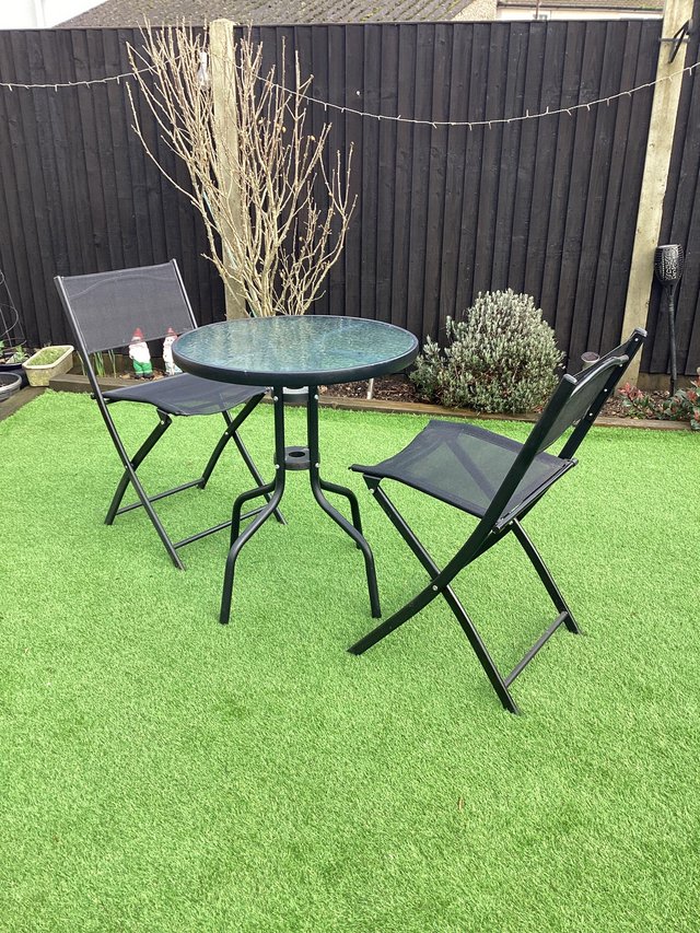 Preview of the first image of Garden Bistro set with glass table.