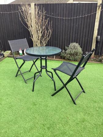Image 1 of Garden Bistro set with glass table