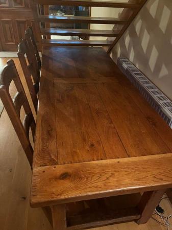 Image 4 of Solid Oak Refectory Dining Table with 8 Chairs