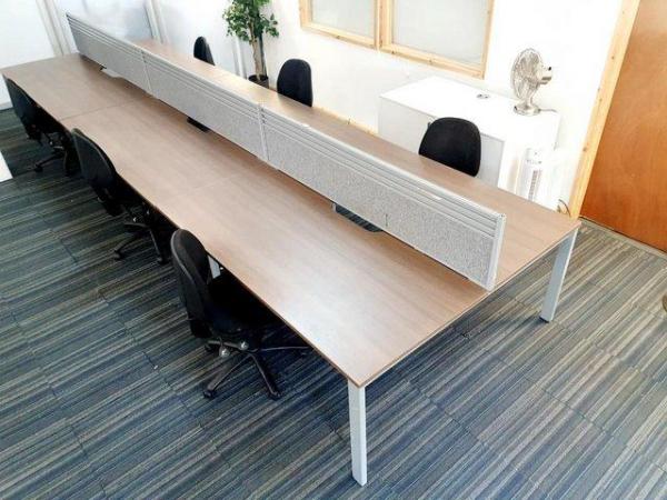 Image 1 of Extra large office bench/pod desk/table wood finish