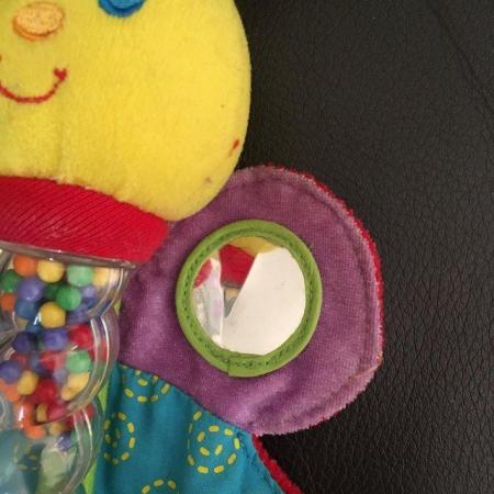 Image 3 of Mothercare baby's fabric butterfly rattle with mirrors.