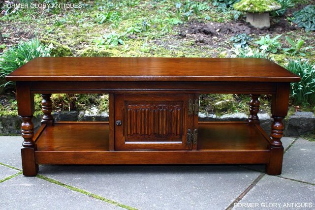 Image 41 of OLD CHARM LIGHT OAK LONG WINE COFFEE TABLE CABINET TV STAND