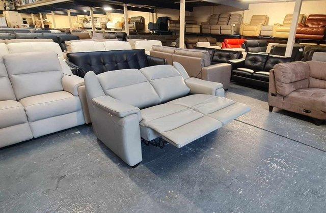 Image 3 of Parma/Strauss grey leather electric recliner 2 seater sofa