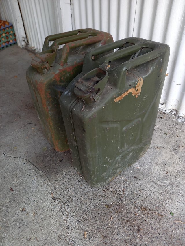 Preview of the first image of Two 20 litre used metal jerry cans.