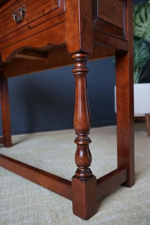 Image 15 of Antique Georgian Style Oak Two Drawer Dresser Hallway Table