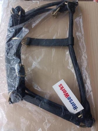 Image 1 of BLACK LEATHER FULL SIZE HEAD COLLAR