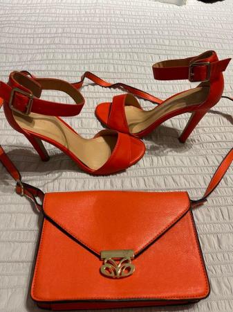 Image 2 of Orange 2 part stilettos & orange bag