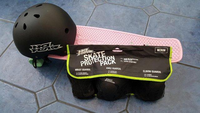 Image 3 of Skateboard. Helmet and Wrist, Knee and Eldow protection pack