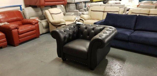 Image 2 of New Bakerfield chesterfield black leather armchair