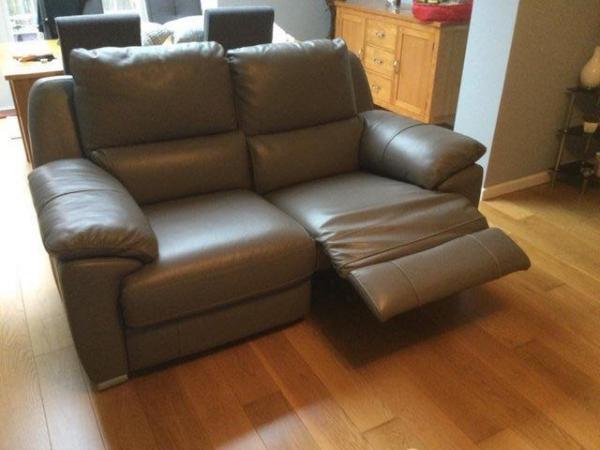 Image 2 of 2 Seater Real Leather Sofa (manual recliners)