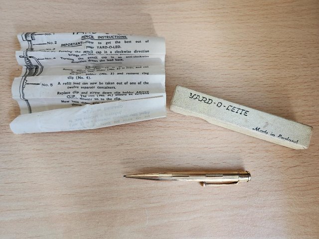 Preview of the first image of VINTAGE YARD O LETTE ROLLED GOLD PENCIL.