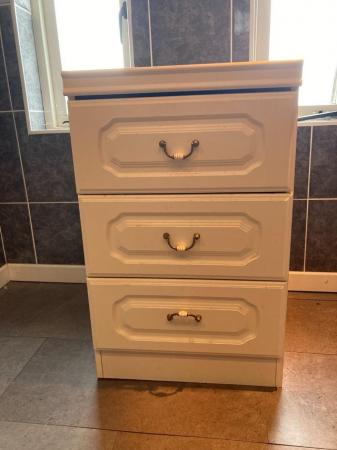 Image 1 of White bedside storage table