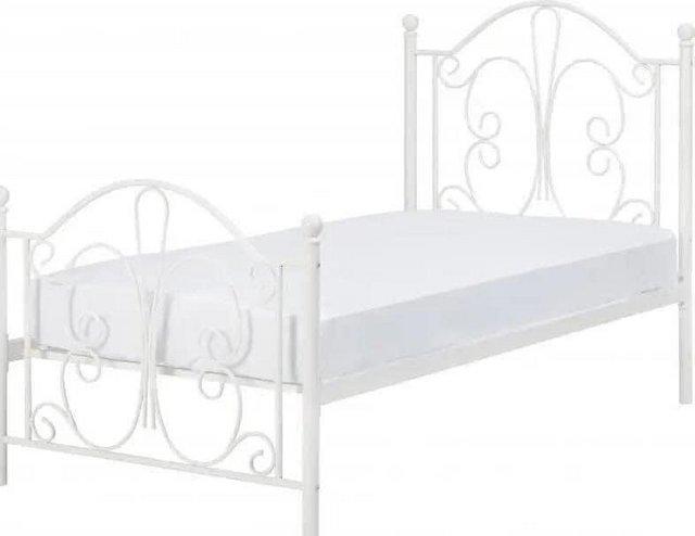 Preview of the first image of Single Annabel white metal bed frame.