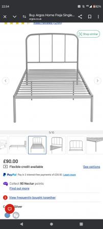 Image 3 of New Silver single  bed frame with mattress and protector