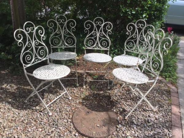 Image 1 of SET OF 5 METAL FRENCH STYLE FOLDING GARDEN CHAIRS