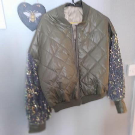 Image 2 of Sequin arm puffer jacket Large