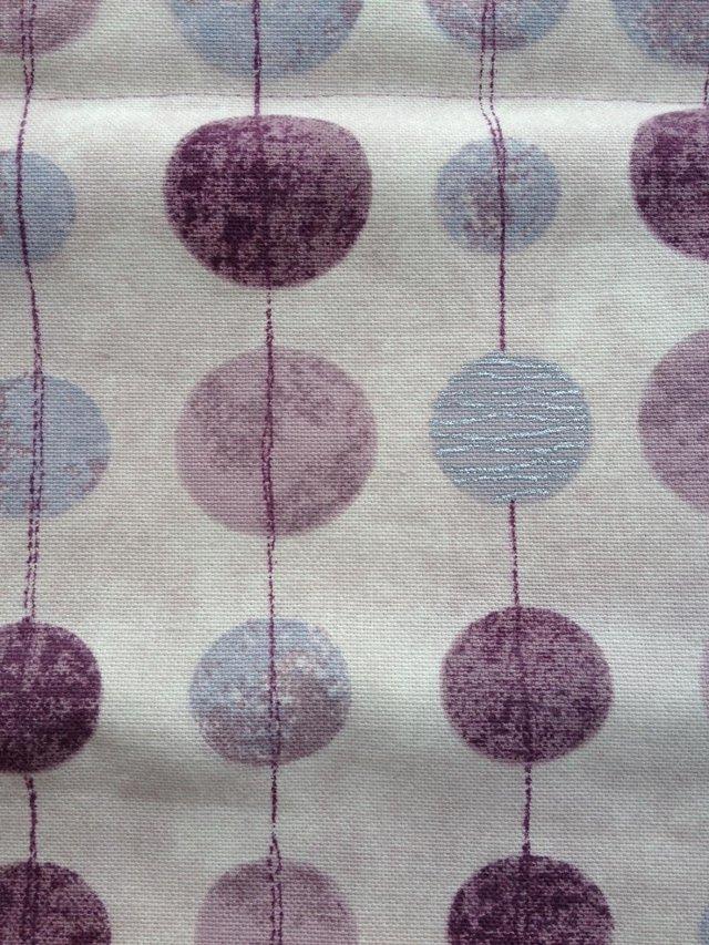 Preview of the first image of Roman Blind with Dot Design Purple/Grey and Blackout.