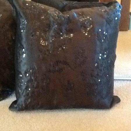 Image 3 of Black sequinned cushions for sale
