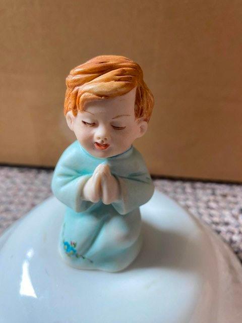 Preview of the first image of Vintage CapoDiMonte Figure of Boy saying prayers.