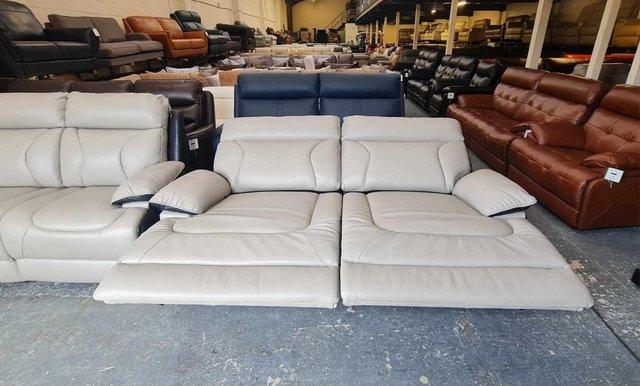 Image 3 of La-z-boy grey and black leather 3+2 seater sofas