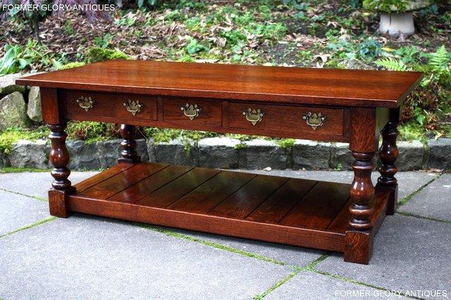 Image 17 of TAYLOR & Co STRESSED OAK THREE DRAWER POTBOARD COFFEE TABLE