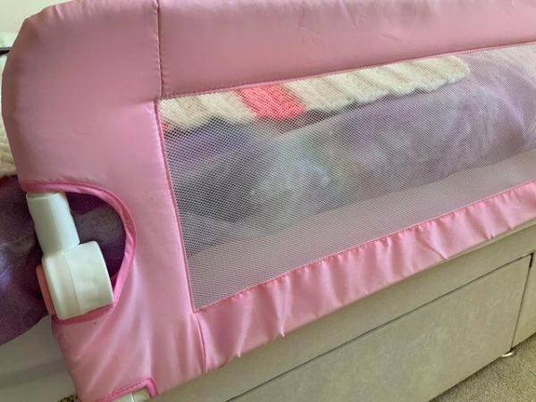 Image 2 of VidaXL safety bed rail pink mesh