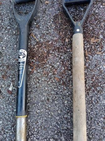 Image 1 of Strong Black Forge, spade, hardly used & Edging lawn Tool