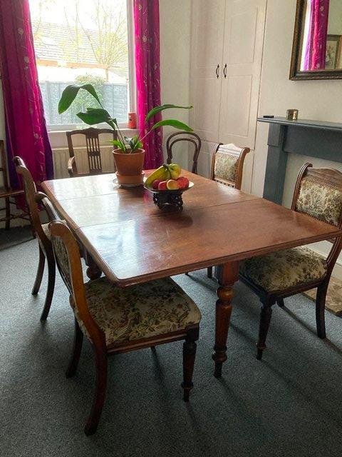 Preview of the first image of Antique Dining Table Mahogany drop leaves c 1800 REDUCED!.