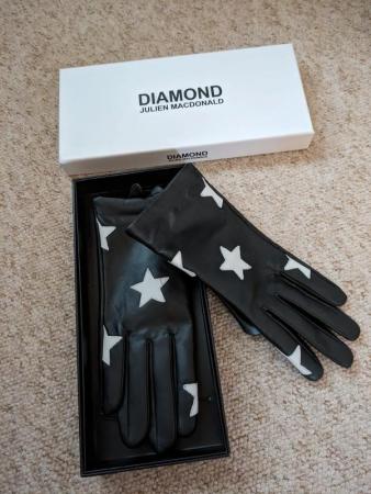 Image 1 of Black/white star leather gloves. New in box. Julien Macdonal