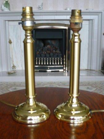 Image 1 of Table lamps - pair, brass colour
