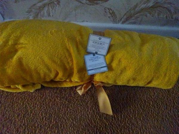 Image 1 of EXTRA LARGE SUPER SOFT YELLOW/OCHRE BLANKET/THROW