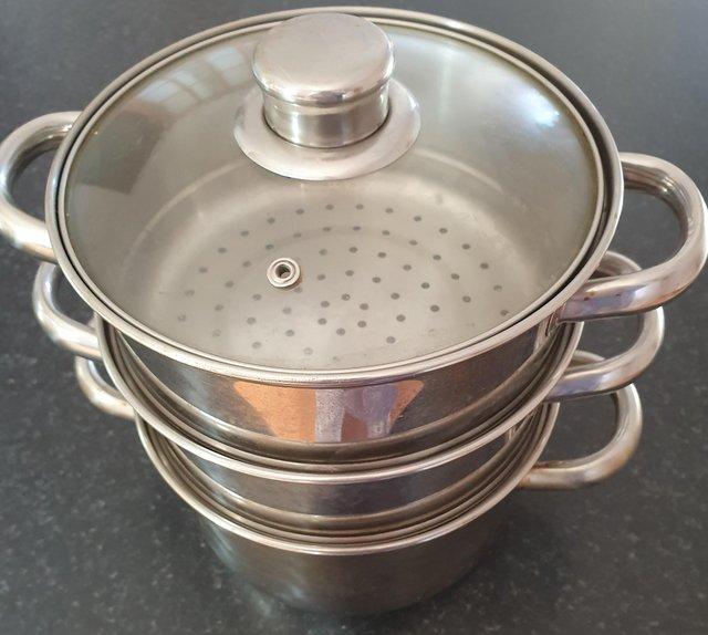 Preview of the first image of Stainless Steel 3 Tier Steamer Pan.