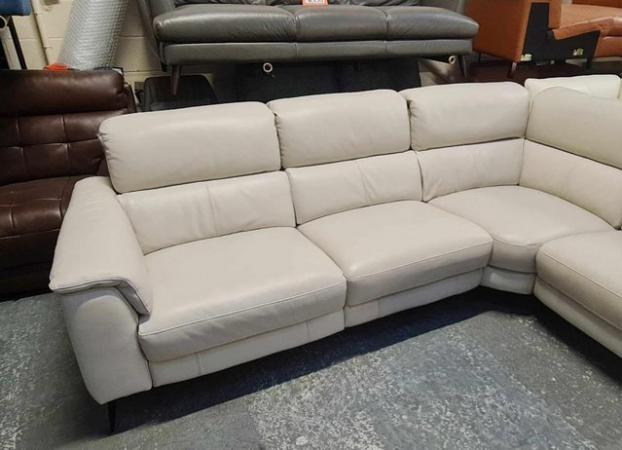 Image 13 of Illinois silver leather electric recliner corner sofa