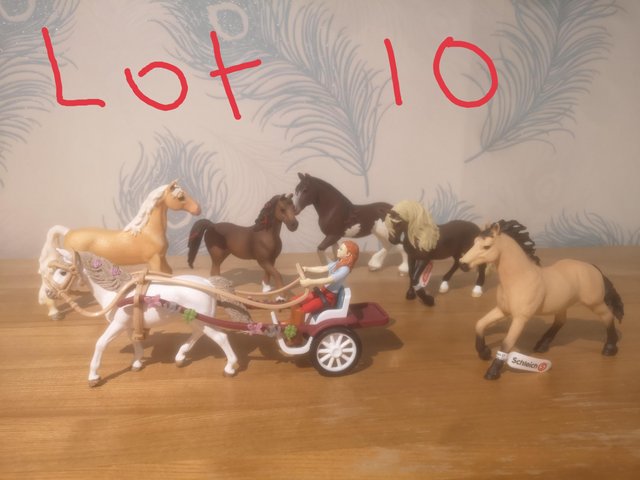 Preview of the first image of Schleich pony cart and accessories horses.