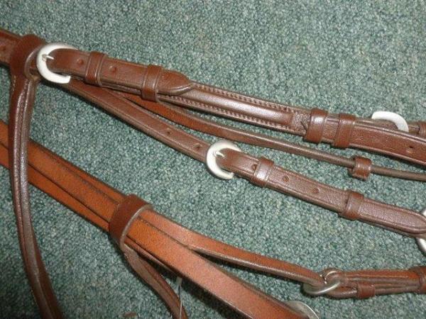 Image 2 of Brown English leather grackle bridle Cob to small full size