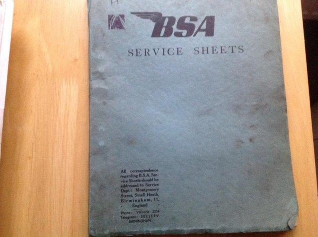 Preview of the first image of BSA A7 service sheets for engine and gearbox.