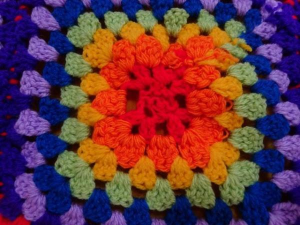 Image 3 of HAND CROCHETED BLANKET-BRIGHT AND CHEERFUL