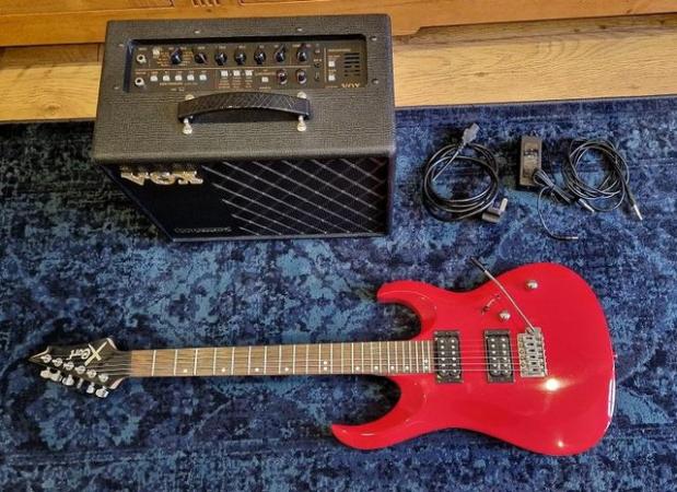 Image 1 of Cort X Electric Guitar - VOX VT20X 1x8" 20W Amp + Cables