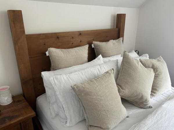 Image 3 of Double plank bed and 2 bedside drawers