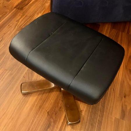 Image 2 of Black Faux Leather Executive Lounge Chair with Footstool