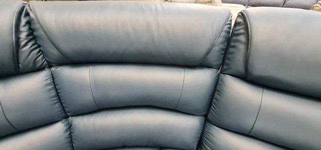 Image 5 of New La-z-Boy Staten blue leather corner sofa