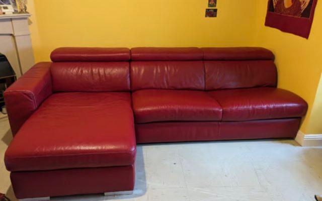Image 1 of Leather sofa bed with mattress