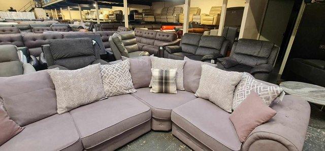Image 5 of Gracie grey fabric chesterfield style corner sofa