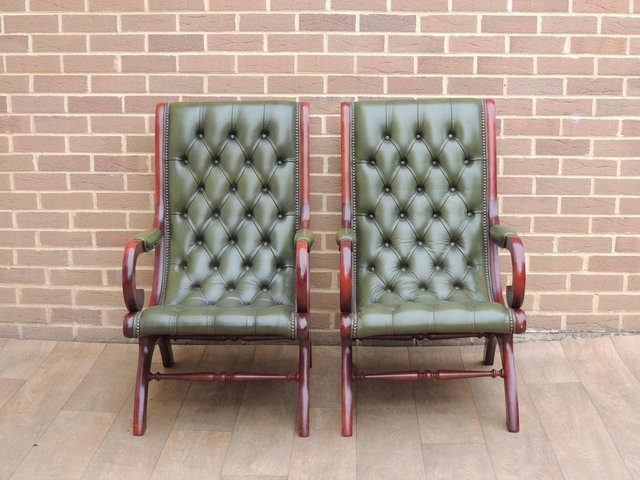 Preview of the first image of Pair of Chesterfield Slipper Chairs (UK Delivery).