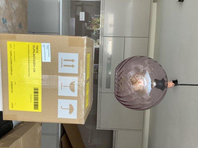 Preview of the first image of New Ilaria By Made Now Next Large Blush Grey Ceiling Shade.