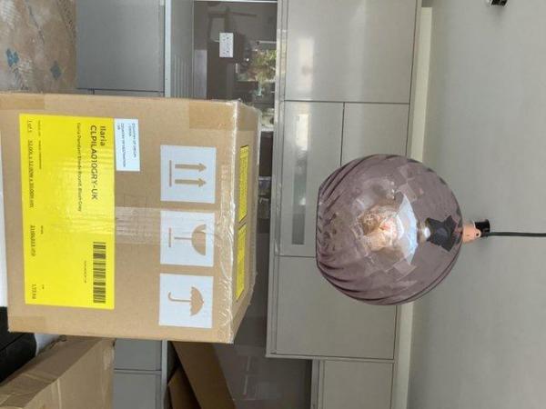Image 1 of New Ilaria By Made Now Next Large Blush Grey Ceiling Shade