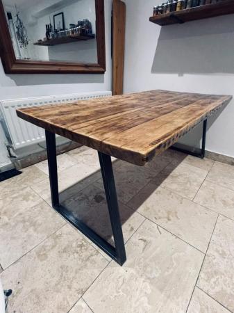 Image 2 of Industrial reclaimed wooden table and bench