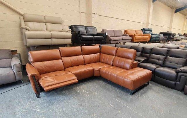Image 8 of Packham Metz caramel leather electric recliner corner sofa